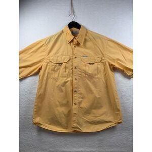 Columbia Sportswear Company Mens Button Down Fishing Shirt Short Sleeve Yellow M